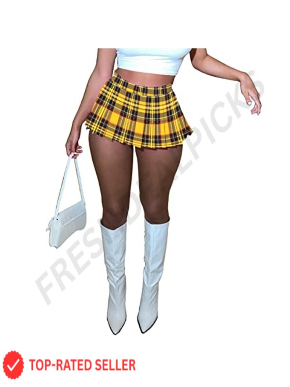 Women's High Waist Pleated Mini Skirt with Stretchy A-Line for Club Tennis Y2K